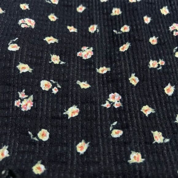 NWT Billabong Women's XS Floral V-Neck Short Sleeve Waffle Knit Top Multicolor - Picture 3 of 10